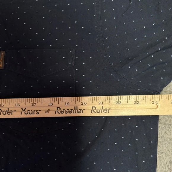 Ben Sherman Button Up Shirt Mens Size XL Navy Blue Short Sleeve White Dots AOP - Picture 6 of 8